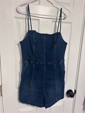 Volcom Dark Blue Denim Romper One Piece